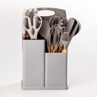 Набір кухонного приладдя на підставці 19шт кухонні ножі Сірий - Інтернет-магазин спільних покупок ToGether
