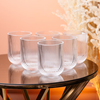 Склянка для напоїв фігурна прозора ребриста з товстого скла набір 6 шт - Інтернет-магазин спільних покупок ToGether