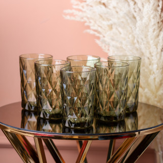 Гранована склянка для напоїв 250 мл набір склянок 6 шт Зелений - Інтернет-магазин спільних покупок ToGether