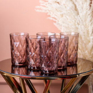 Гранована склянка для напоїв 250 мл набір склянок 6 шт Рожевий - Інтернет-магазин спільних покупок ToGether