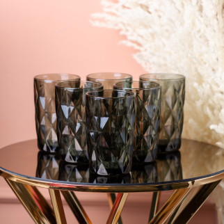 Гранована склянка для напоїв 250 мл набір склянок 6 шт Сірий - Інтернет-магазин спільних покупок ToGether