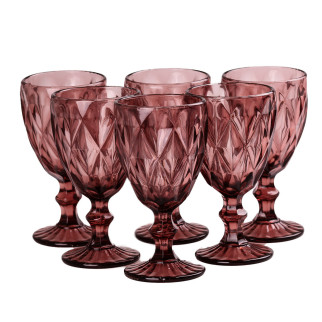 Скляні келихи з гранями набір келихів для вина 6 штук фужери для вина Рожевий - Інтернет-магазин спільних покупок ToGether