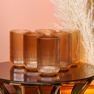 Ребристі склянки набір високих склянок 6 шт 400 мл Бурштиновий - Інтернет-магазин спільних покупок ToGether