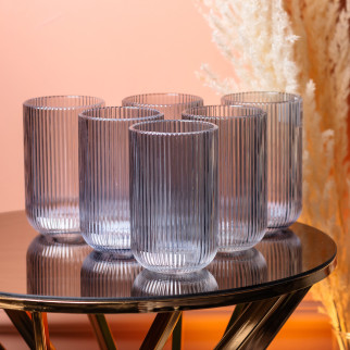 Ребристі склянки набір високих склянок 6 шт 400 мл Блакитний - Інтернет-магазин спільних покупок ToGether