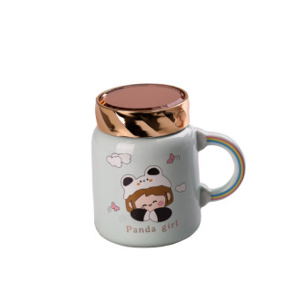 Чашка керамічнаCreative Show Ceramics Cup Cute Girl 420ml кружка для чаю з кришкою - Інтернет-магазин спільних покупок ToGether