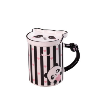 Чашка керамічна The Panda 350мл з блюдцем та ложкою кухоль із блюдцем і ложкою Смужка - Інтернет-магазин спільних покупок ToGether