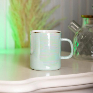 Чашка керамічна Glaze 420мл у дзеркальній перламутровій глазурі кухоль для чаю з кришкою Бірюзовий - Інтернет-магазин спільних покупок ToGether