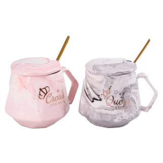 Набір керамічних чашок Queen & Crown 450мл з кришкою 2 штуки кухоль для чаю з кришкою - Інтернет-магазин спільних покупок ToGether