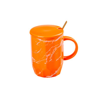 Чашка керамічна мармур 420мл з кришкою та ложкою чашка з кришкою чашки для кави - Інтернет-магазин спільних покупок ToGether