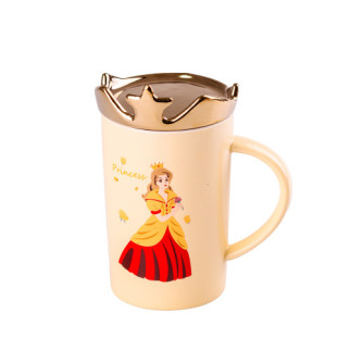 Чашка керамічна Princess 450мл з кришкою чашка з кришкою чашки для кави Жовтий - Інтернет-магазин спільних покупок ToGether