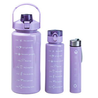 Багаторазова пляшка для води набір 3 в 1 з напувалкою 0.3 (л) 0.7 (л) 2 (л) Фіолетовий - Інтернет-магазин спільних покупок ToGether