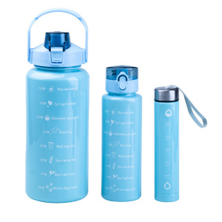 Багаторазова пляшка для води набір 3 в 1 з напувалкою 0.3 (л) 0.7 (л) 2 (л) Синий - Інтернет-магазин спільних покупок ToGether
