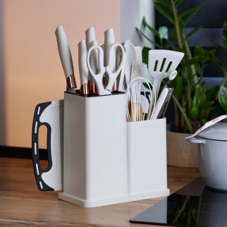 Набір кухонного приладдя на підставці 19шт кухонні ножі Білий - Інтернет-магазин спільних покупок ToGether
