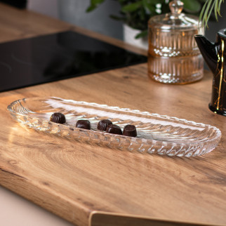 Блюдо скляне овальне прозоре 39.5 х 13.5 см тарілка для салату, фруктів, нарізки - Інтернет-магазин спільних покупок ToGether
