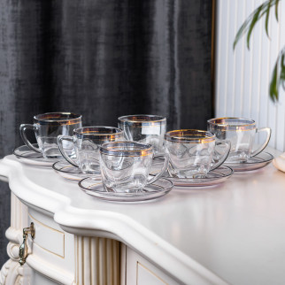 Чашки зі блюдцем скляні прозорі набір на 6 осіб - Інтернет-магазин спільних покупок ToGether
