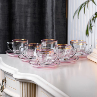 Чашки зі блюдцем скляні прозорі набір на 6 осіб - Інтернет-магазин спільних покупок ToGether