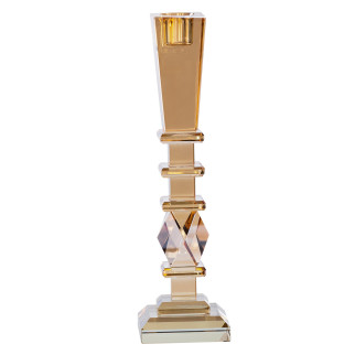 Свічник 25 (см) скляний високий на стіл переносний на 1 свічку золотий квадратний - Інтернет-магазин спільних покупок ToGether