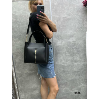 Чорна - розкішна та елегантна сумка з кишенею на блискавці спереду (0536) - Інтернет-магазин спільних покупок ToGether