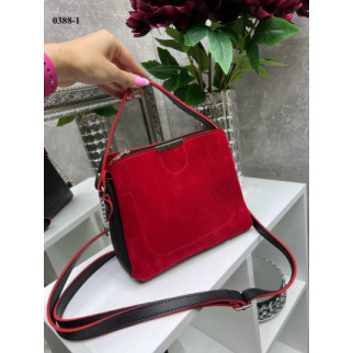 Стильна сумка жіноча через плече крос боді червона маленька сумочка замшева 24х20х10см - Інтернет-магазин спільних покупок ToGether