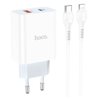 МЗП HOCO C97A PD20W+QC3.0 (1USB/1Type-C/3A) + Type-C to Lightning Білий - Інтернет-магазин спільних покупок ToGether