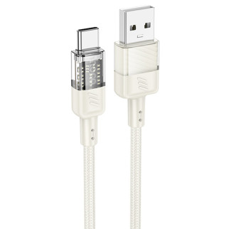Дата кабель Hoco U129 Spirit Transparent USB to Type-C 3A (1.2m) Biege - Інтернет-магазин спільних покупок ToGether