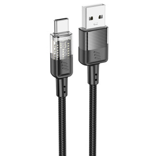 Дата кабель Hoco U129 Spirit Transparent USB to Type-C 3A (1.2m) Black - Інтернет-магазин спільних покупок ToGether