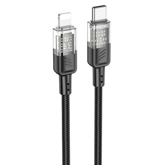 Дата кабель Hoco U129 Spirit Transparent Type-C to Lightning 27W (1.2m) Black - Інтернет-магазин спільних покупок ToGether