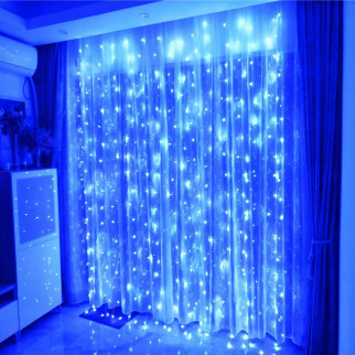 Xmas гірлянда LED (Водоспад 3M*1.5 M) 240-B-2 Синій  (дропшиппінг) - Інтернет-магазин спільних покупок ToGether