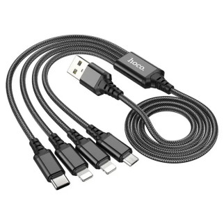 Кабель HOCO X76 4-in-1 Super charging cable(iP+iP+Type-C+Micro)  (дропшиппінг) - Інтернет-магазин спільних покупок ToGether