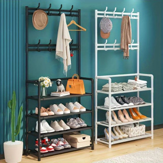 Підлогова вішалка для одягу 4*80 New simple floor clothes rack з полицями та гачками  (дропшиппінг) - Інтернет-магазин спільних покупок ToGether