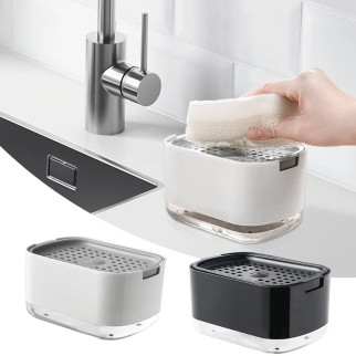 Кухонний мильний диспенсер для посуду з тримачем губки Soap Dispenser Q-4  (дропшиппінг) - Інтернет-магазин спільних покупок ToGether