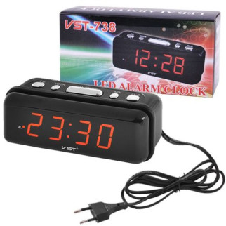Годинник настільний VST-738-1 Чорний з червоними цифрами + будильник і підсвічування, Оригінальний настільний годинник - Інтернет-магазин спільних покупок ToGether