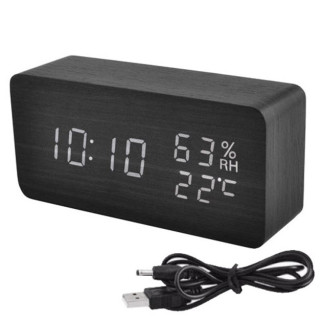 Електронні настільні годинники VST-862S-6 чорні з білим підсвічуванням, з датчиками температури та вологості - Інтернет-магазин спільних покупок ToGether