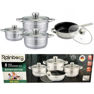 Набір посуду з неіржавкої сталі 6 предметів Rainberg RB-605  (дропшиппінг) - Інтернет-магазин спільних покупок ToGether
