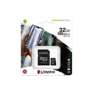 microSDHC (UHS-1) Kingston Canvas Select Plus 32Gb class 10 А1 (R-100MB/s) (adapter SD) (SDCS2/32GB) - Інтернет-магазин спільних покупок ToGether