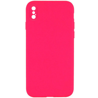 Чохол Silicone Case Square Full Camera Protective (AA) для Apple iPhone XS / X (5.8") Рожевий / Barbie pink - Інтернет-магазин спільних покупок ToGether