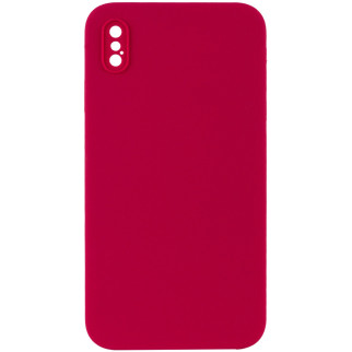 Чохол Silicone Case Square Full Camera Protective (AA) для Apple iPhone XS Max (6.5") Червоний / Rose Red - Інтернет-магазин спільних покупок ToGether