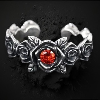Каблучка чоловіча жіноча в ретро стилі Троянди з червоним каменем срібляста розмір безрозмірна - Інтернет-магазин спільних покупок ToGether