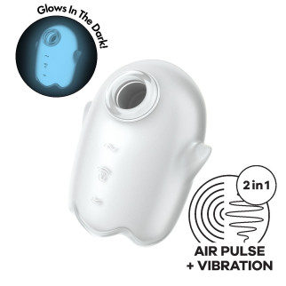 Вакуумний кліторальний стимулятор із вібрацією Satisfyer Glowing Ghost White - Інтернет-магазин спільних покупок ToGether