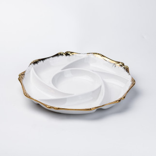 Тарілка монажниця на 6 секцій 28 (см) кругла керамічна біла для закусок - Інтернет-магазин спільних покупок ToGether
