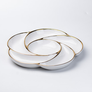 Менажниця 6-ти секційна 28 (см) керамічна кругла тарілка для закусок біла - Інтернет-магазин спільних покупок ToGether