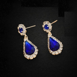 Жіночі сережки Liresmina Jewelry сережки-крапельки Французький стиль із синім камінням на вечірку сріблясті - Інтернет-магазин спільних покупок ToGether