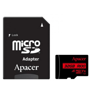 Карта пам'яті Apacer microSDHC (UHS-1) 32Gb class 10 V10 A1 R100MB/s + SD adapter Black - Інтернет-магазин спільних покупок ToGether