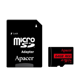Карта пам'яті Apacer microSDXC (UHS-1) 64Gb class 10 V10 A1 R100MB/s + SD adapter Black - Інтернет-магазин спільних покупок ToGether