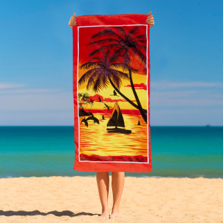 Рушник махровий 100% Cotton "Нічний пляж".Beach towel “Night beach” - Інтернет-магазин спільних покупок ToGether