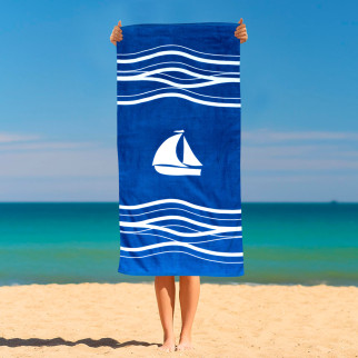 Рушник махровий 100% Cotton “Парусник”. Beach towel “White sail, lonely” - Інтернет-магазин спільних покупок ToGether