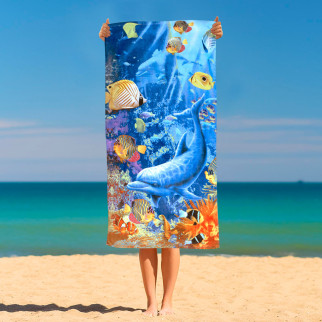 Рушник махровий 100% Cotton “Дельфіни”. Beach towel “Dolphins” - Інтернет-магазин спільних покупок ToGether
