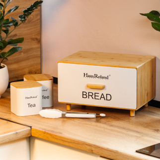 Хлібниця дерев'яна з баночками для зберігання сипучих продуктів 2 штуки по 1 літру білий набір - Інтернет-магазин спільних покупок ToGether