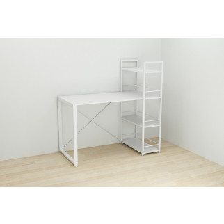 Письмовий стіл Ferrum-decor Конект з етажеркою 75x120x60 см Білий (XK00187) - Інтернет-магазин спільних покупок ToGether