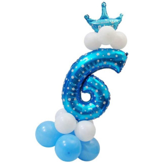 Святкова цифра 6 UrbanBall з повітряних кульок для хлопчика Блакитний (UB360) - Інтернет-магазин спільних покупок ToGether
